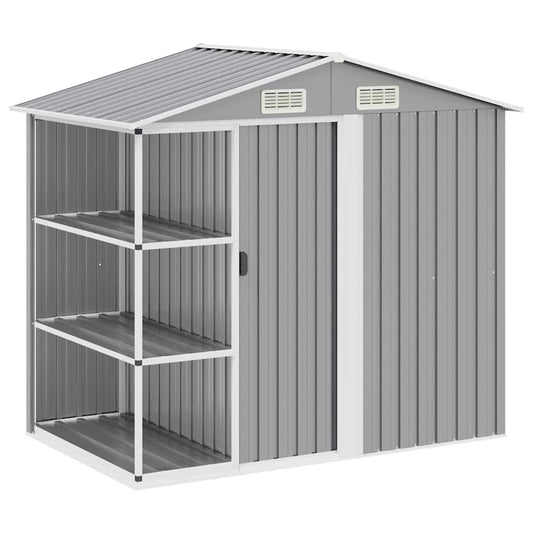 Garden Shed with Rack Grey 205x130x183 cm Iron Garden Shed with Rack Grey 205x130x183 cm Iron