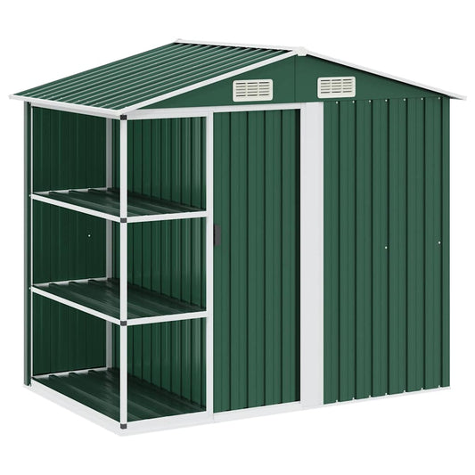 Garden Shed with Rack Green 205x130x183 cm Iron Garden Shed with Rack Green 205x130x183 cm Iron
