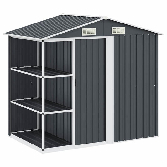 47106 vidaXL Garden Shed with Rack Anthracite 205x130x183 cm Iron 47106 vidaXL Garden Shed with Rack Anthracite 205x130x183 cm Iron