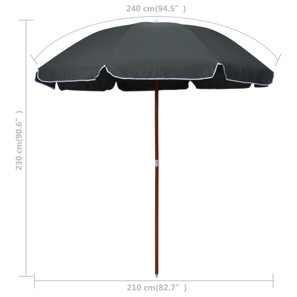 Garden Parasol | Anthracite | Polyester, Steel | Large