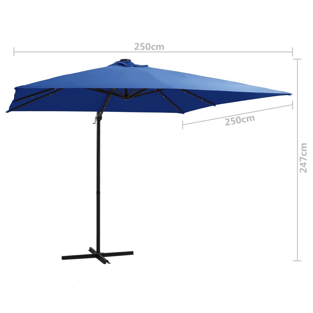 Cantilever Garden Parasol with LED lights and Pole 250x250 cm