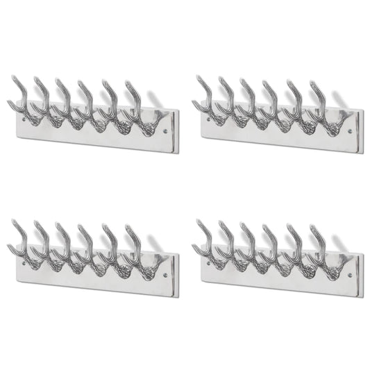 Wardrobe Coat Hooks 4 pcs Silver Aluminium Wardrobe Coat Hooks 4 pcs Silver Aluminium