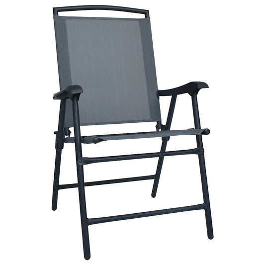 Folding Chairs 2 pcs Texilene Grey Folding Chairs 2 pcs Texilene Grey