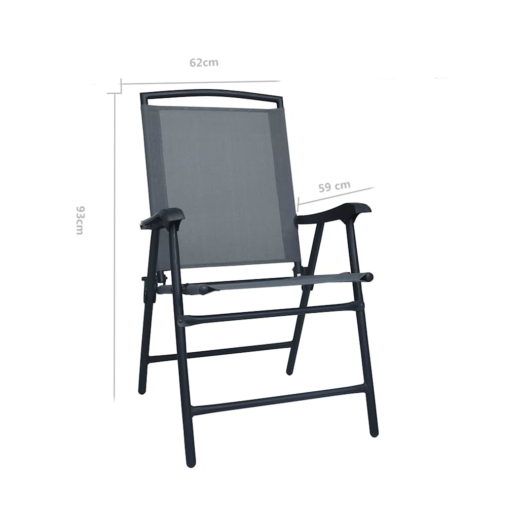 Folding Chairs 2 pcs Texilene Grey