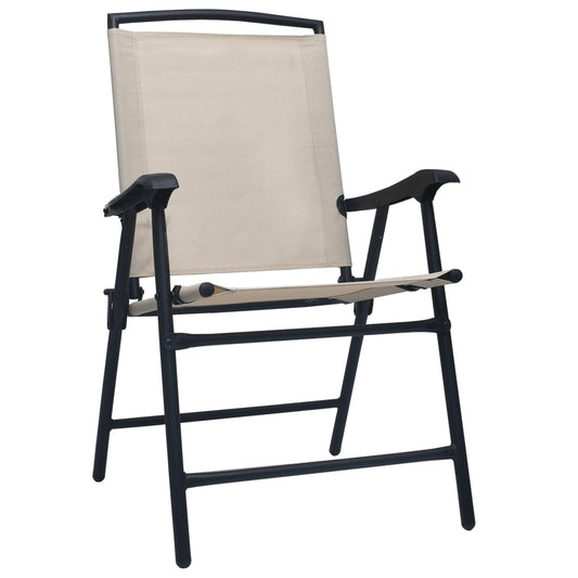 Folding Garden Chairs 2 pcs Texilene Cream Folding Garden Chairs 2 pcs Texilene Cream