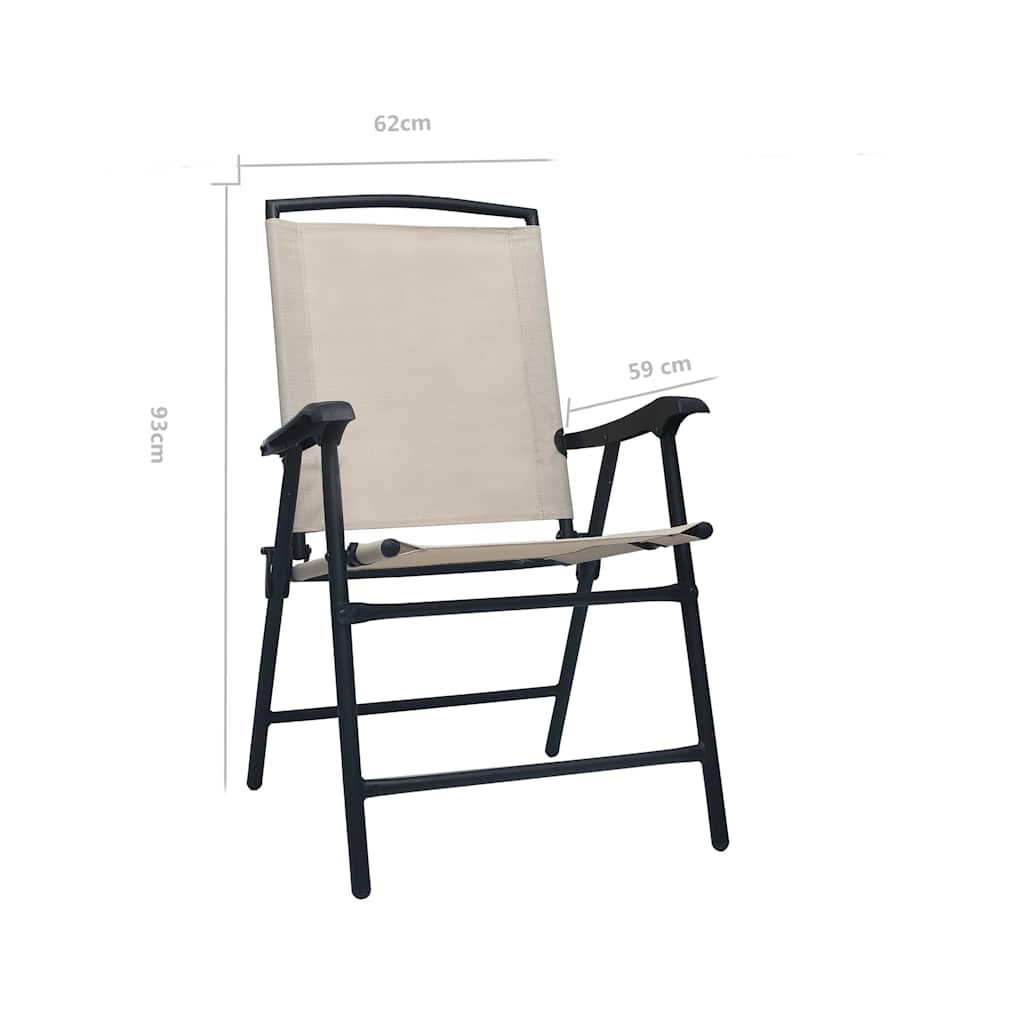Folding Chairs 2 pcs Texilene Cream