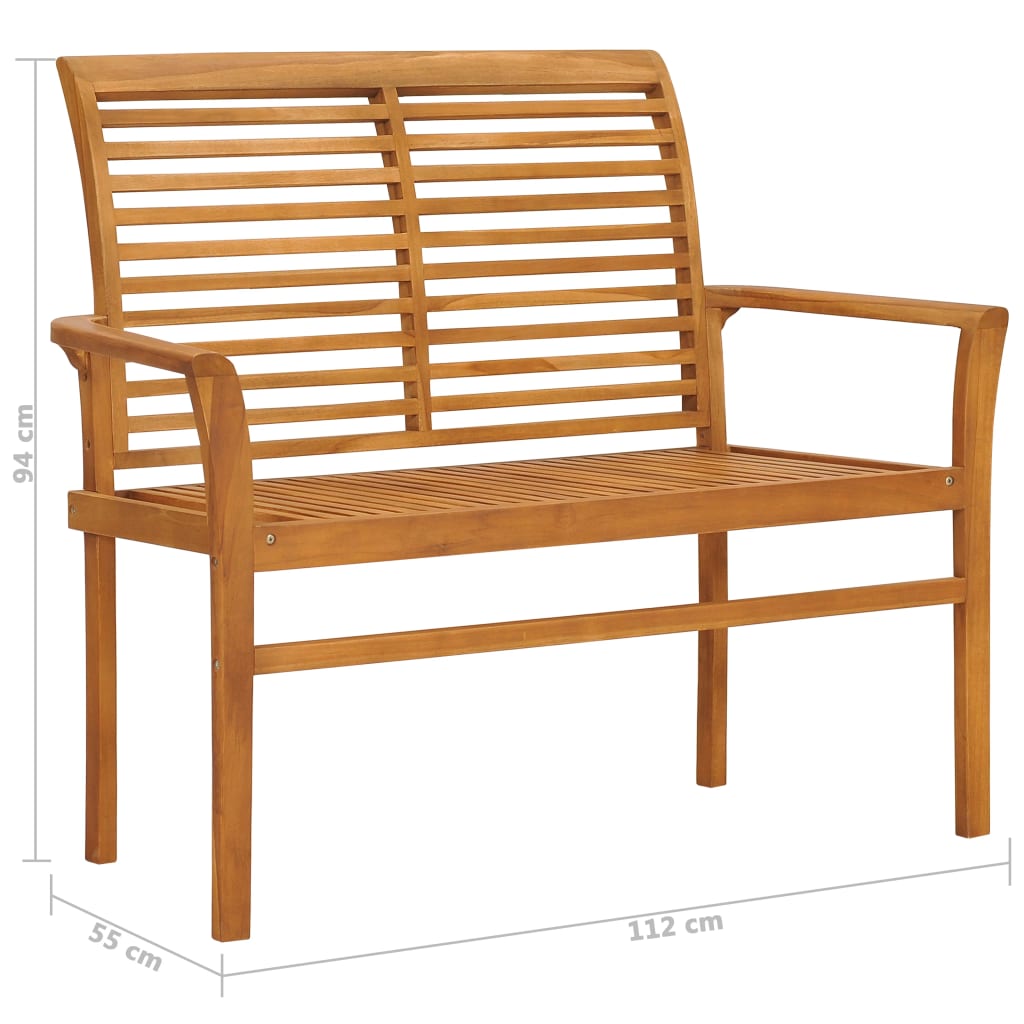 Garden Bench | Teak Brown | Fine sanded teak hardwood | 112 cm | Durable
