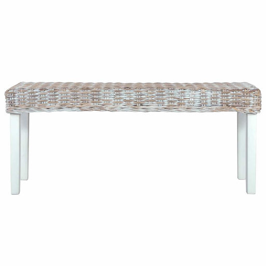 285788 vidaXL Bench 110 cm White Natural Kubu Rattan and Solid Mahogany Wood 285788 vidaXL Bench 110 cm White Natural Kubu Rattan and Solid Mahogany Wood