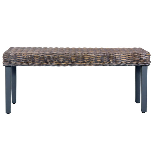 285789 vidaXL Bench 110 cm Grey Natural Kubu Rattan and Solid Mahogany Wood 285789 vidaXL Bench 110 cm Grey Natural Kubu Rattan and Solid Mahogany Wood