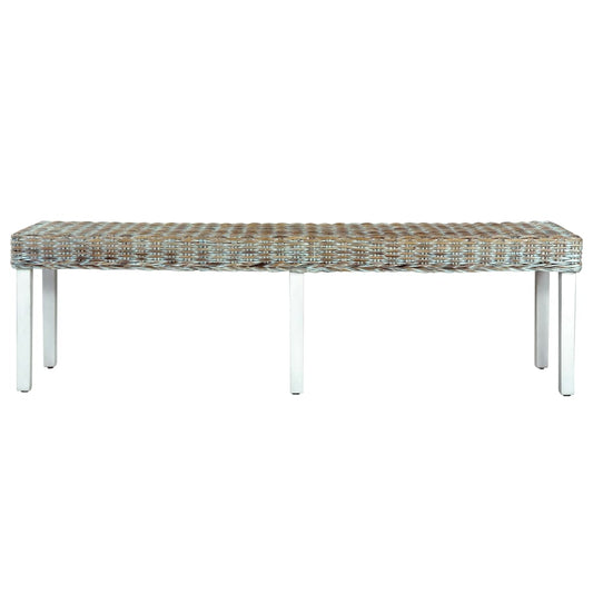 Bench 160 cm White Natural Kubu Rattan and Solid Mango Wood Bench 160 cm White Natural Kubu Rattan and Solid Mango Wood