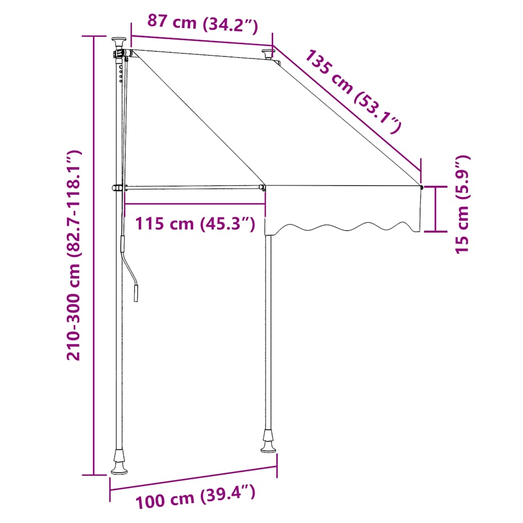 Manual Retractable Awning with LED 100 cm Blue and White