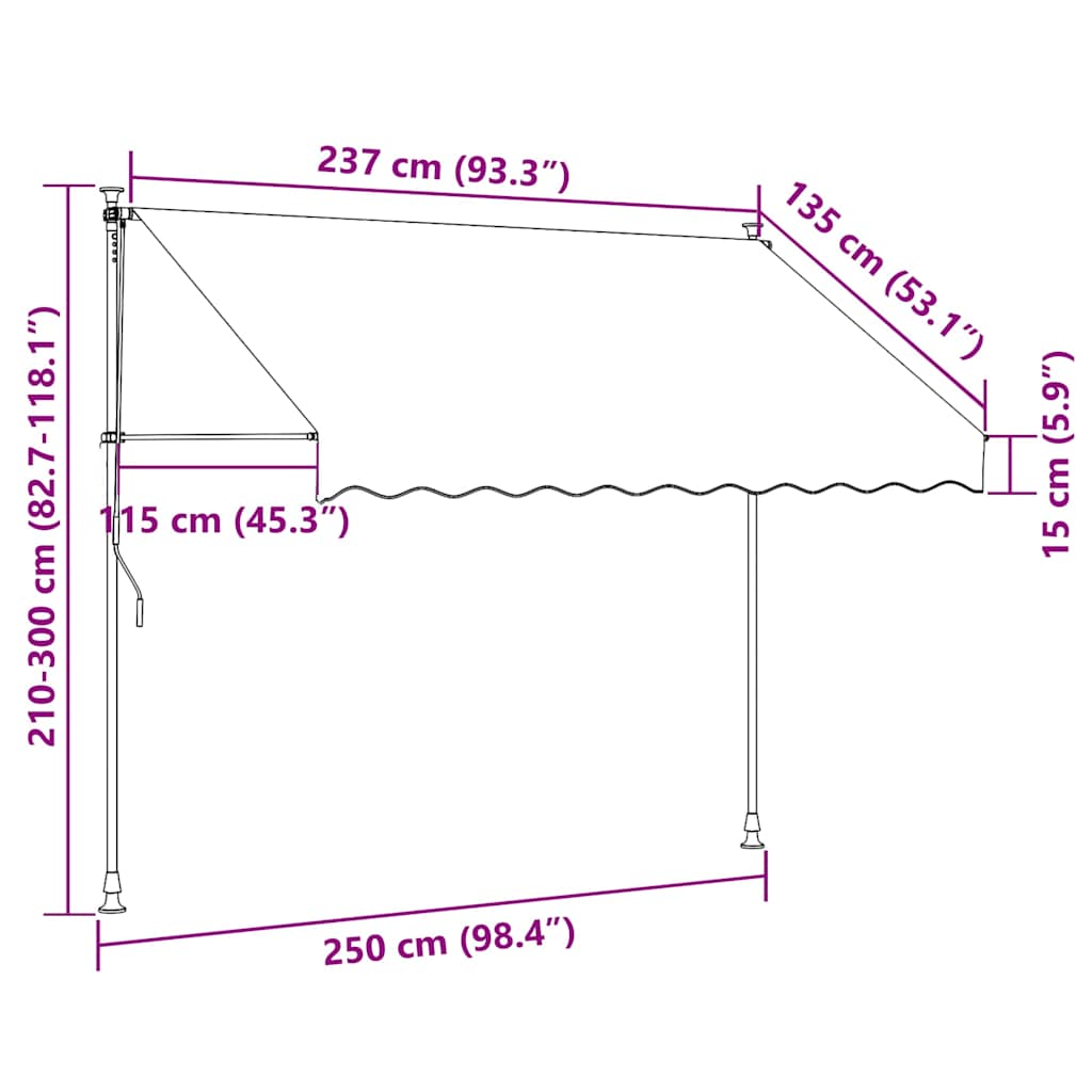 Manual Retractable Awning with LED 250 cm Blue and White