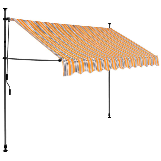 Manual Retractable Awning with LED 250 cm Yellow and Blue Manual Retractable Awning with LED 250 cm Yellow and Blue
