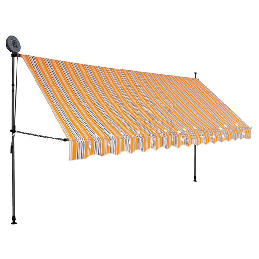 Manual Retractable Awning with LED 400 cm Yellow and Blue Manual Retractable Awning with LED 400 cm Yellow and Blue