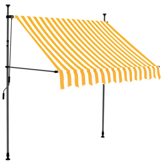 Manual Retractable Awning with LED 150 cm White and Orange Manual Retractable Awning with LED 150 cm White and Orange