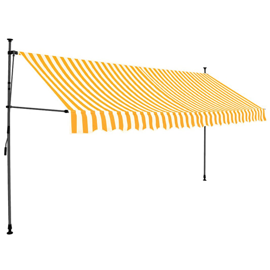 Manual Retractable Awning with LED 400 cm White and Orange Manual Retractable Awning with LED 400 cm White and Orange
