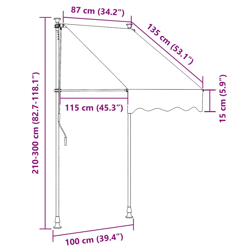 Manual Retractable Awning with LED 100 cm Anthracite