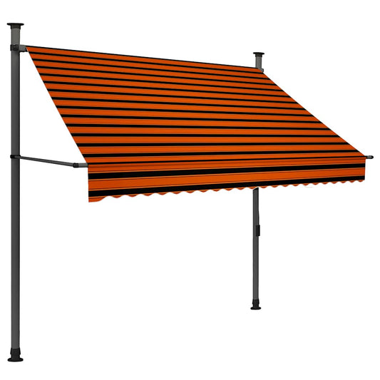 Manual Retractable Awning with LED 200 cm Orange and Brown Manual Retractable Awning with LED 200 cm Orange and Brown