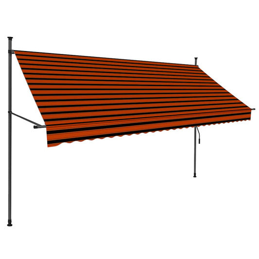 Manual Retractable Awning with LED 300 cm Orange and Brown Manual Retractable Awning with LED 300 cm Orange and Brown