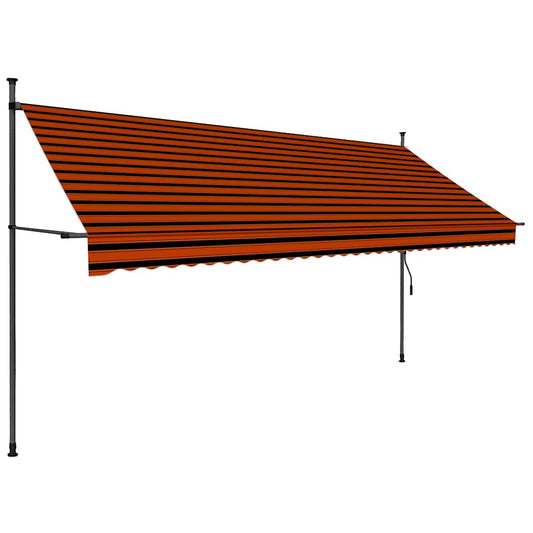 Manual Retractable Awning with LED 350 cm Orange and Brown Manual Retractable Awning with LED 350 cm Orange and Brown