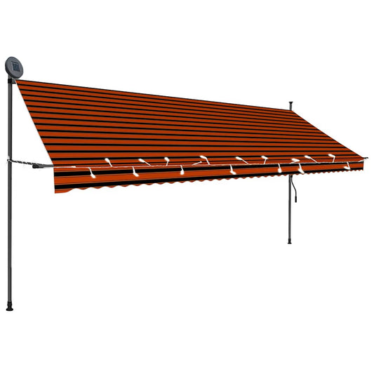 Manual Retractable Awning with LED 400 cm Orange and Brown Manual Retractable Awning with LED 400 cm Orange and Brown