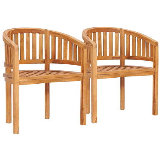 Banana Chairs 2 pcs Solid Teak Wood Banana Chairs 2 pcs Solid Teak Wood