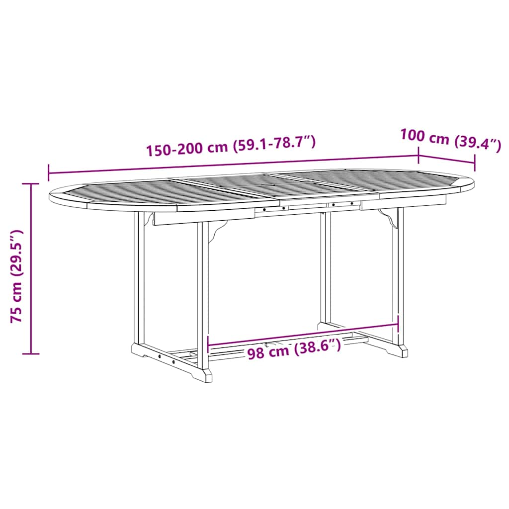 47277 vidaXL Garden Table Grey 200x100x75 cm Solid Acacia Wood