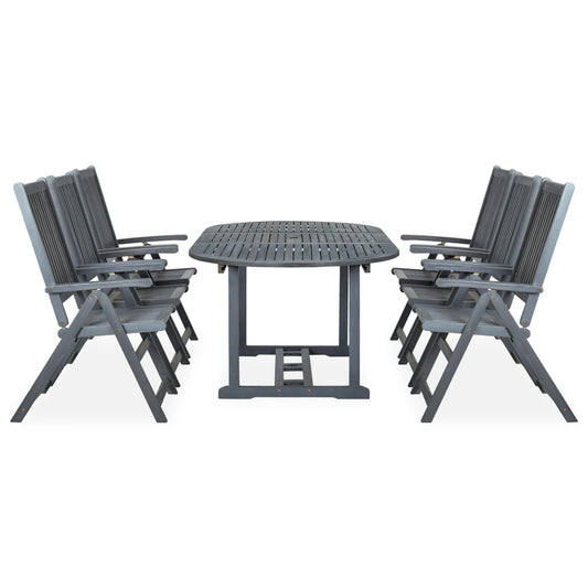 7 Piece Outdoor Dining Set Solid Acacia Wood Grey 7 Piece Outdoor Dining Set Solid Acacia Wood Grey