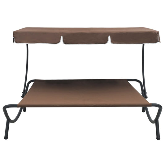 Outdoor Lounge Bed with Canopy Brown Outdoor Lounge Bed with Canopy Brown