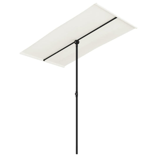Garden Parasol with Aluminium Pole 180x110 cm Sand White Garden Parasol with Aluminium Pole 180x110 cm Sand White