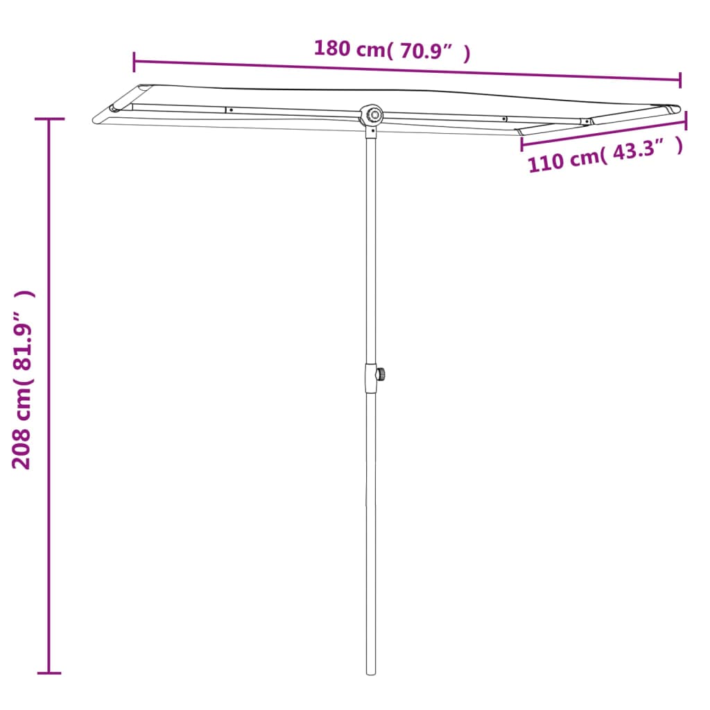 Garden Parasol | Bordeaux Red | Polyester, Aluminium | Medium