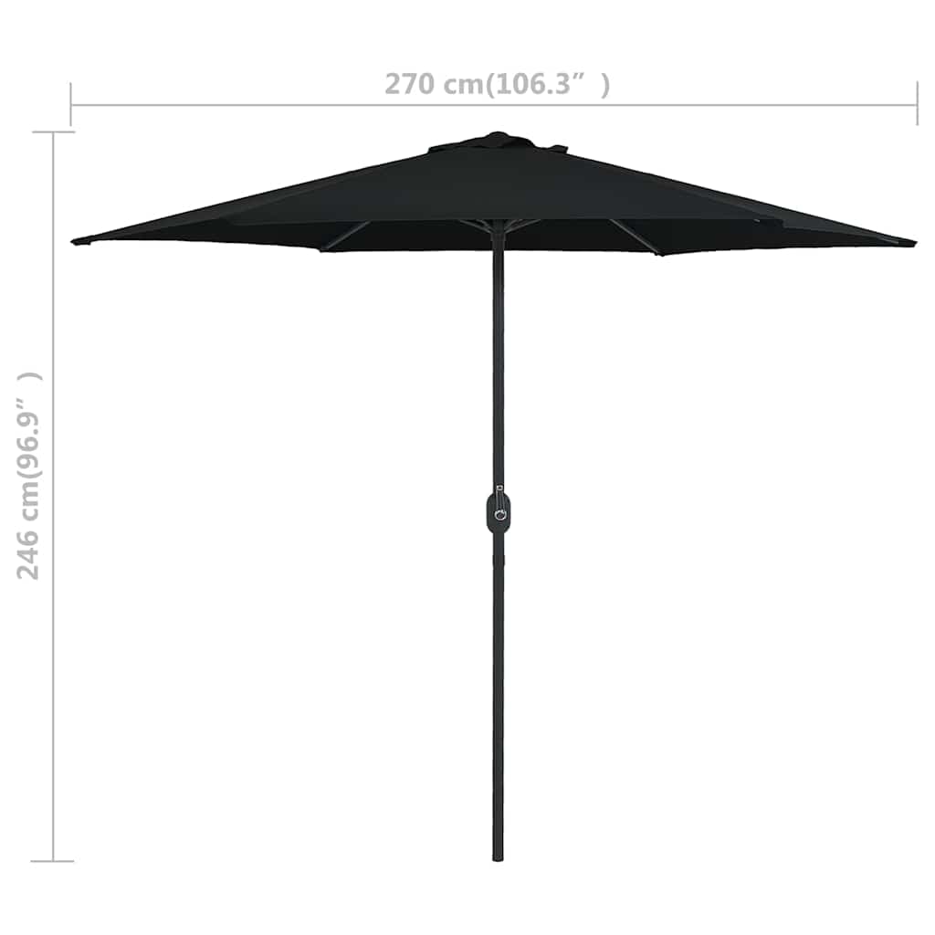 Garden Parasol with Aluminium Pole 270x246 cm Black