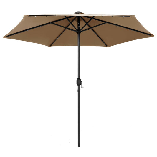 Garden Parasol | Taupe | Polyester Fabric | 270 cm | Collapsible Garden Parasol | Taupe | Polyester Fabric | 270 cm | Collapsible