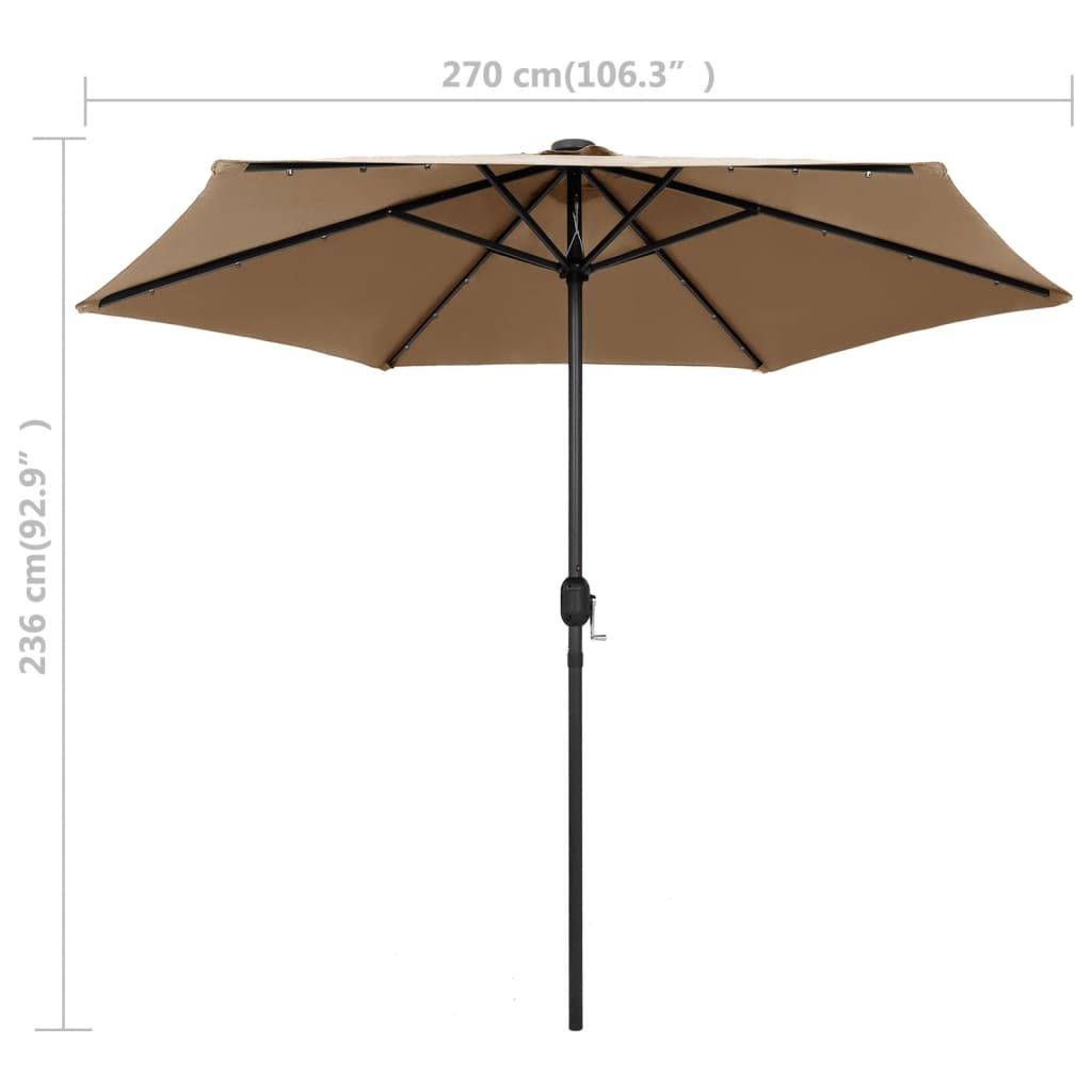 Garden Parasol | Taupe | Polyester Fabric | 270 cm | Collapsible