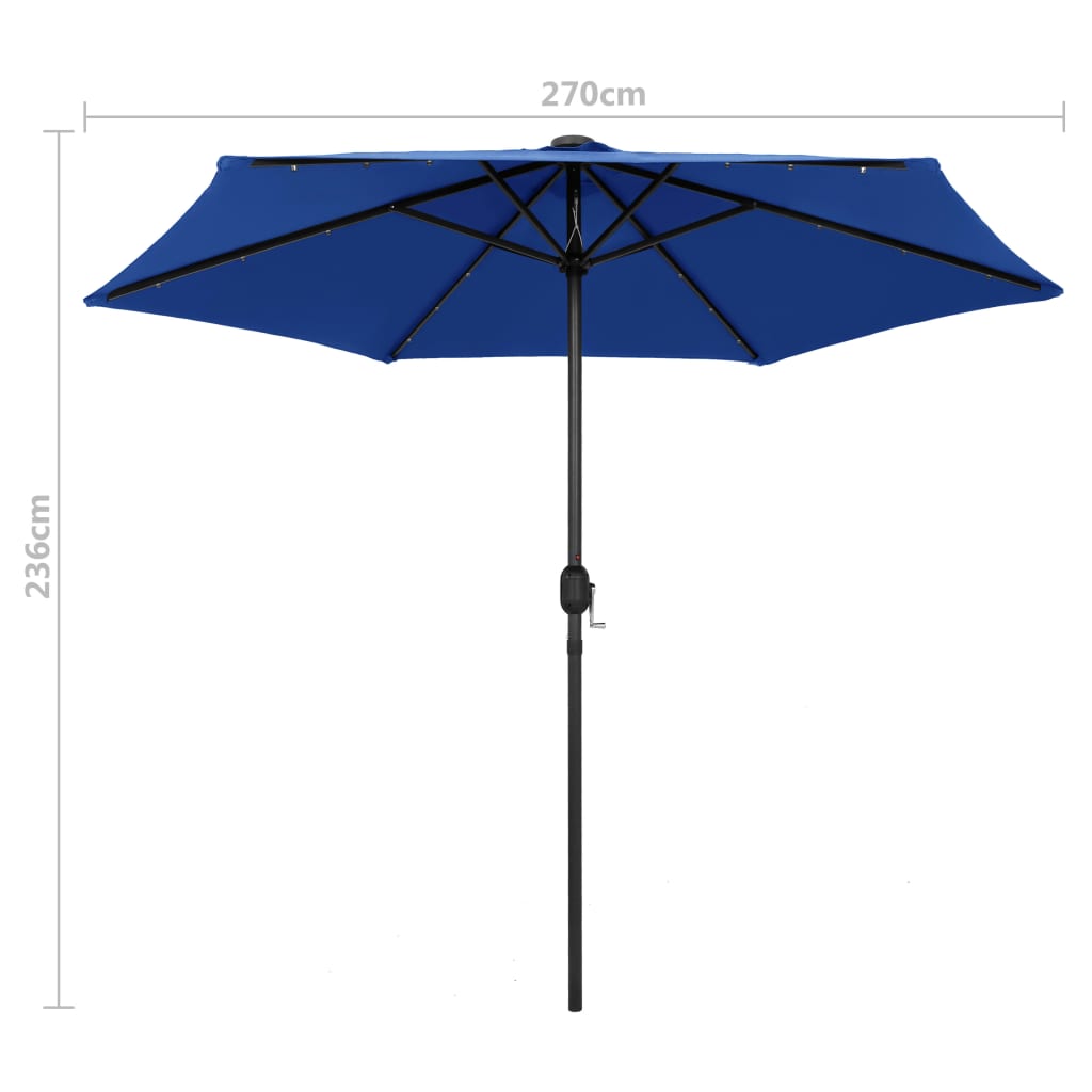Garden Parasol | Azure Blue | Polyester, Aluminium, Steel | Medium