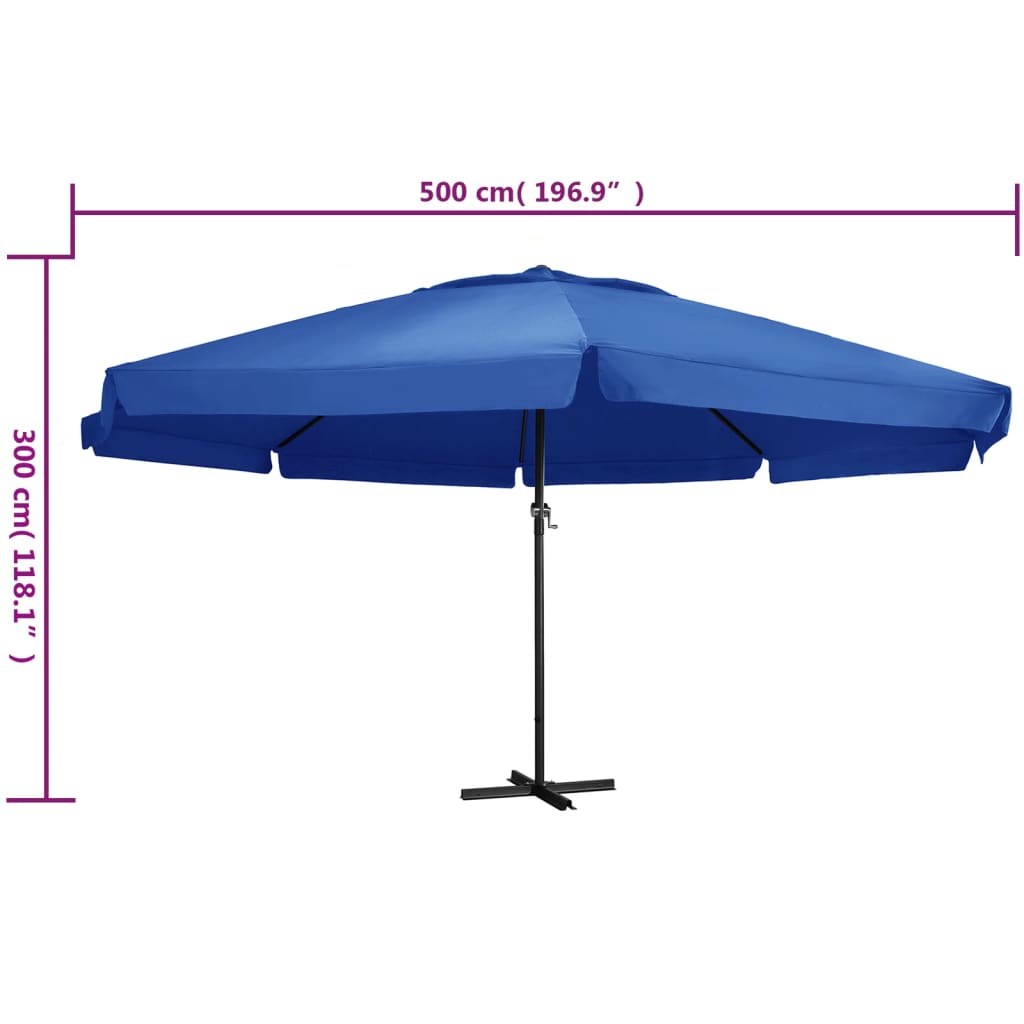 Garden Parasol | Azure Blue | Polyester with PA coating | Large