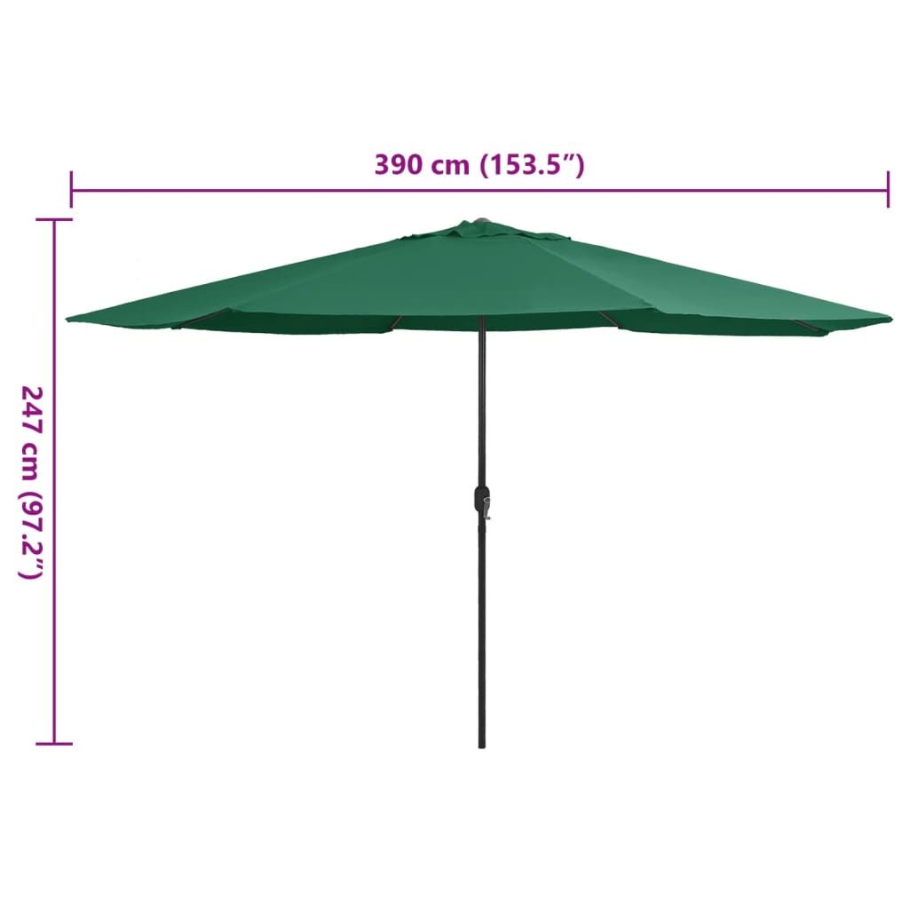 Garden Parasol | Green | Polyester, Metal | Large | Tiltable