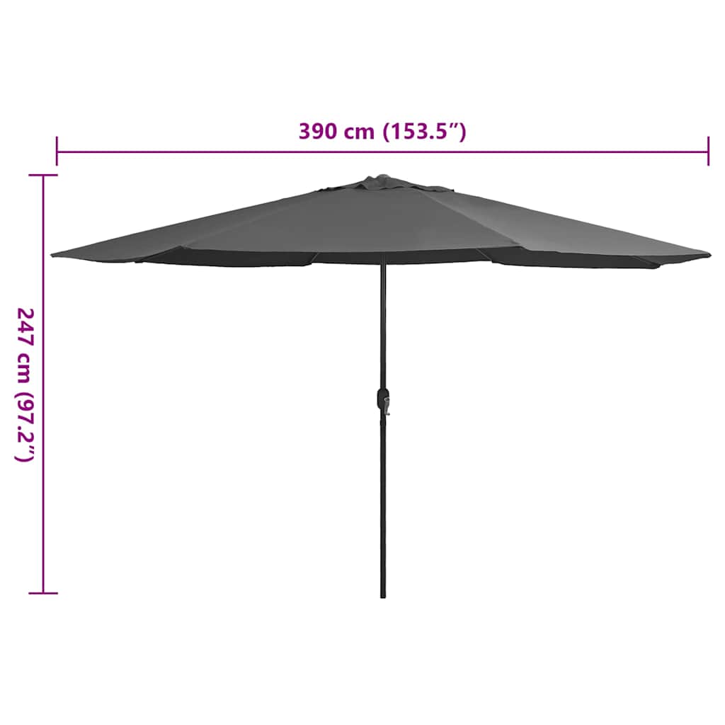 Garden Parasol with Metal Pole 390 cm Anthracite