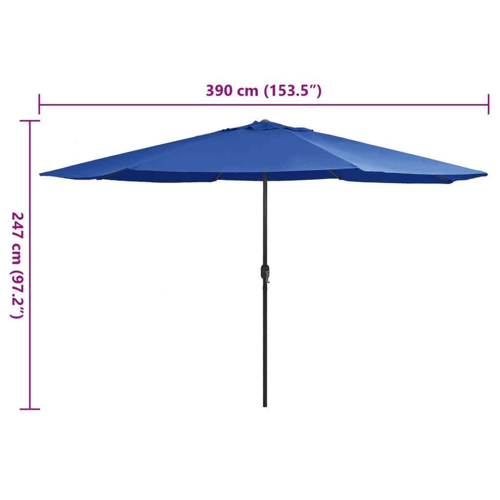 Garden Parasol | Azure Blue | 100% polyester, metal | Large | Collapsible