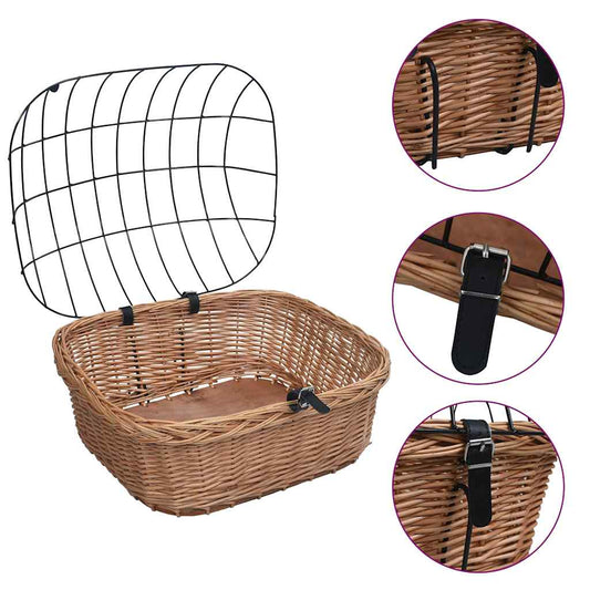 170902 vidaXL Bike Front Basket with Cover 50x45x35 cm Natural Willow 170902 vidaXL Bike Front Basket with Cover 50x45x35 cm Natural Willow