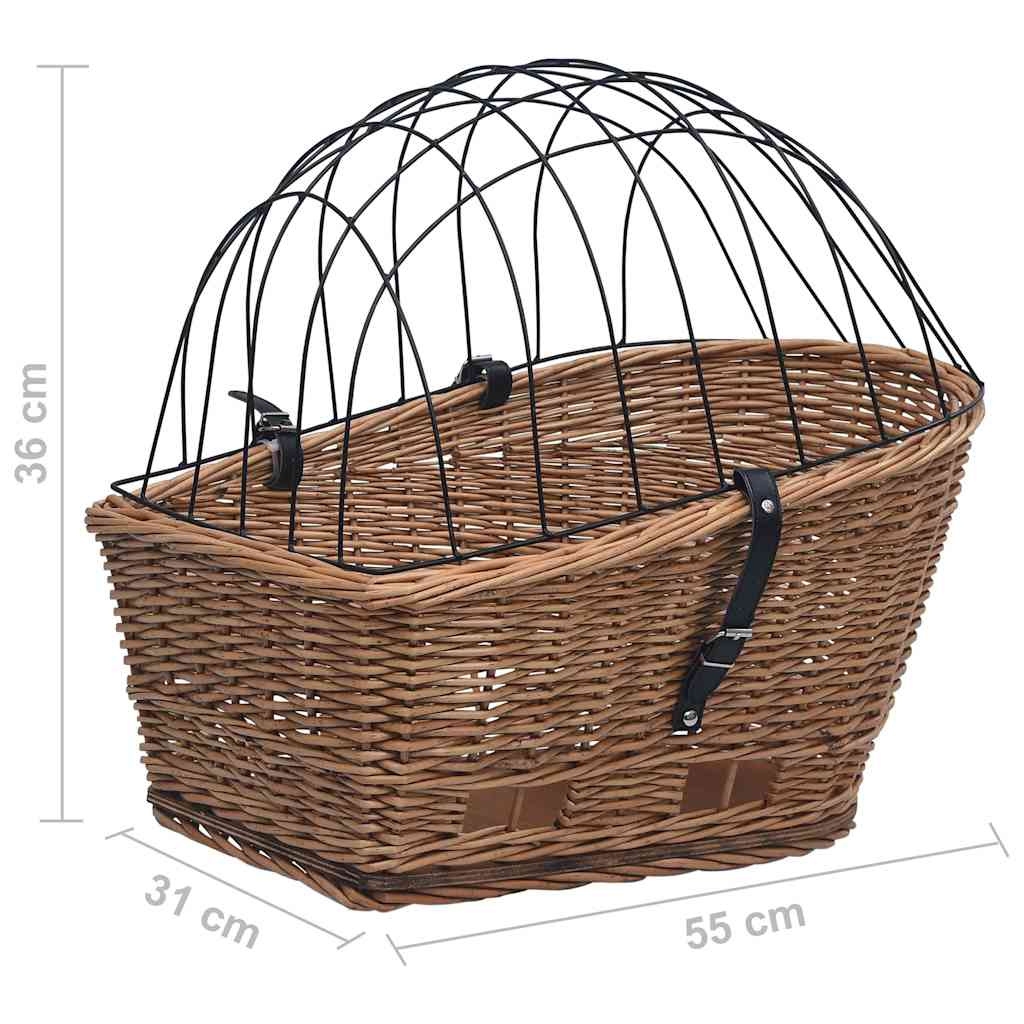 170903 vidaXL Bike Rear Basket with Cover 55x31x36 cm Natural Willow