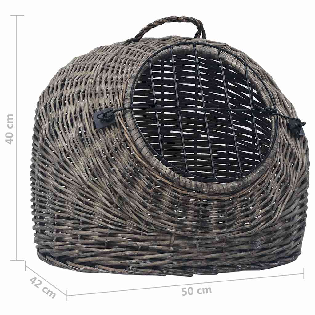 170905 vidaXL Cat Transporter Grey 50x42x40 cm Natural Willow