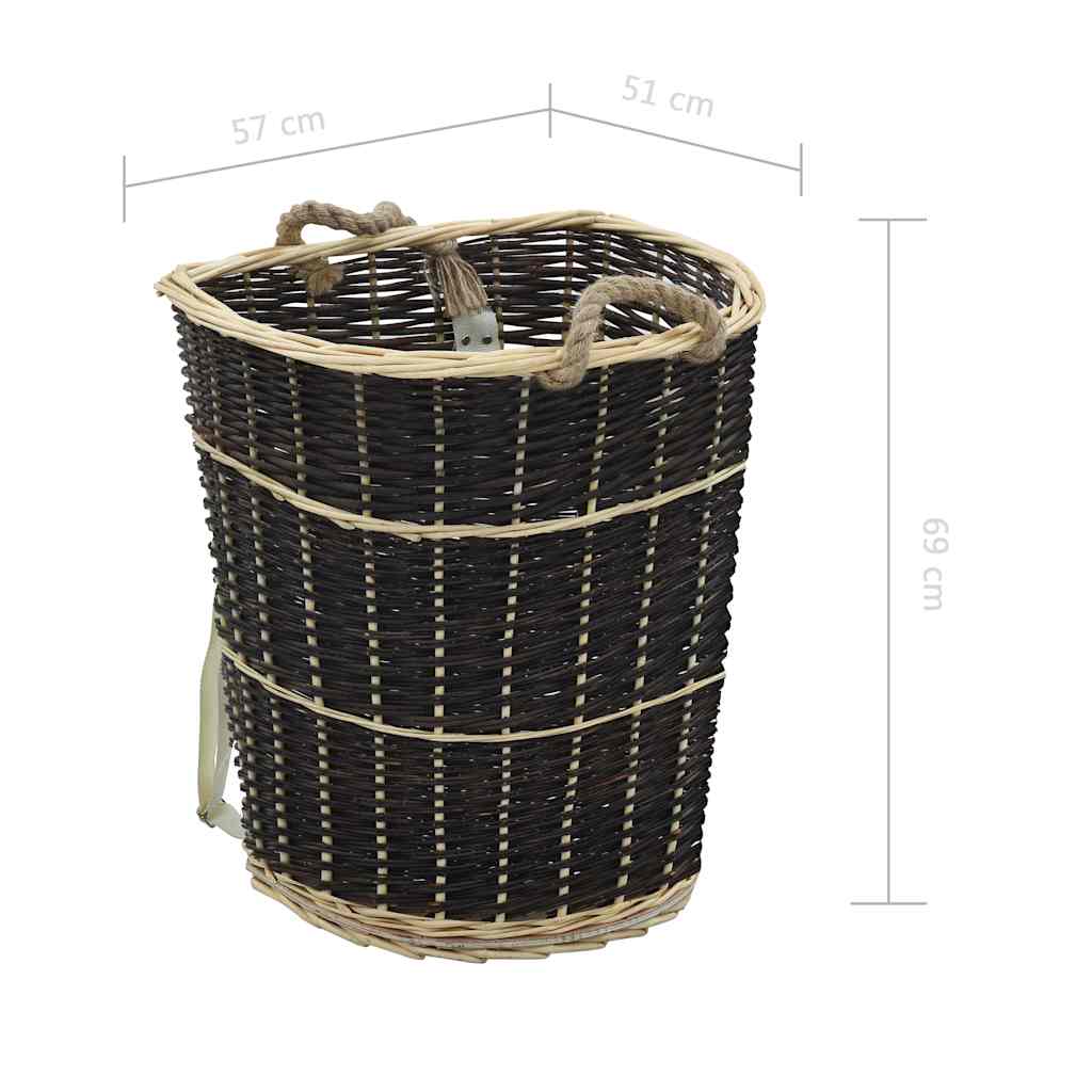 Firewood Backpack with Carrying Belts 57x51x69cm Natural Willow