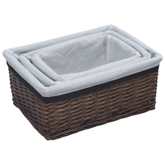 3 Piece Nesting Basket Set Brown Willow 3 Piece Nesting Basket Set Brown Willow