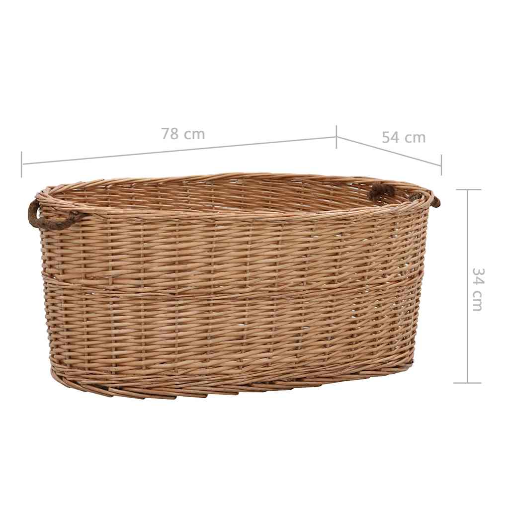 Firewood Basket with Carrying Handles 78x54x34cm Natural Willow