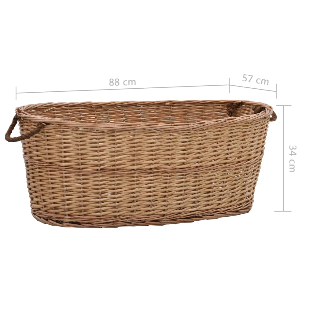 Firewood Basket with Carrying Handles 88x57x34cm Natural Willow