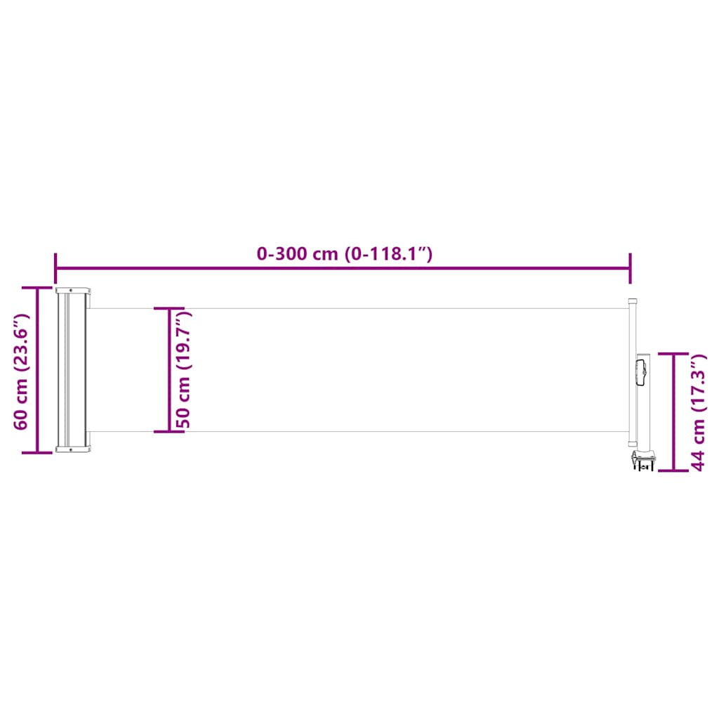Patio Retractable Side Awning 60x300 cm Red