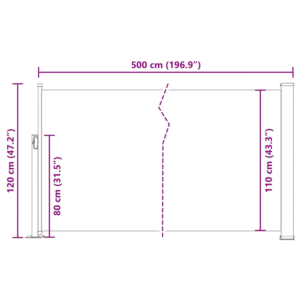 Patio Retractable Side Awning 120x500 cm Red