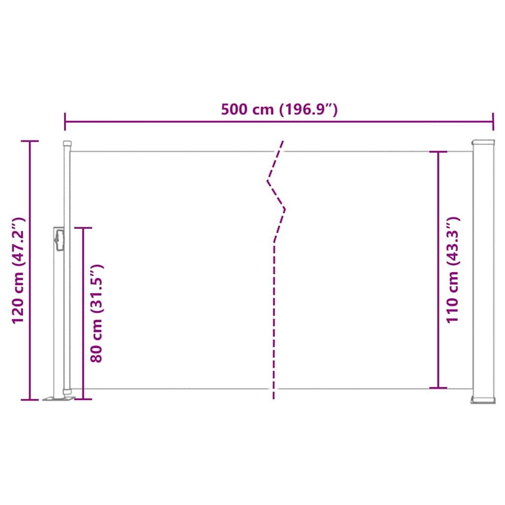 Patio Retractable Side Awning 117x514 cm Grey