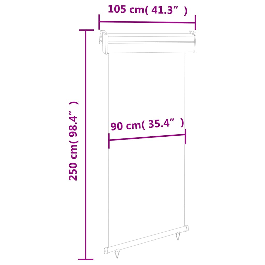 Balcony Side Awning 105x250 cm Cream